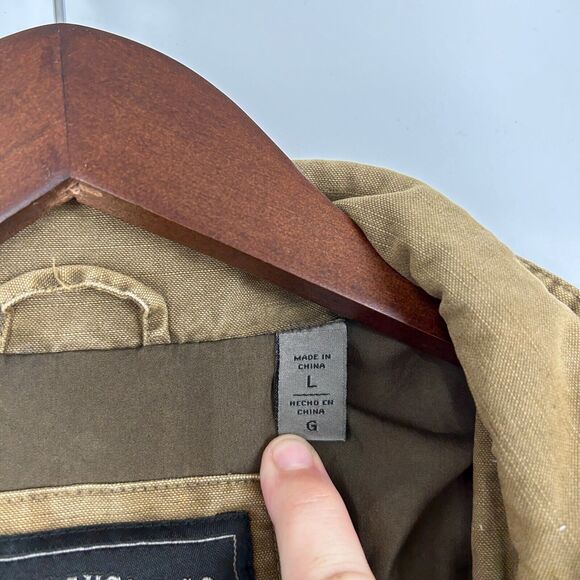 Levi's Utility Cargo Coat Size Large Full Zip Button Snap Lined Military Cotton - Picture 12 of 16